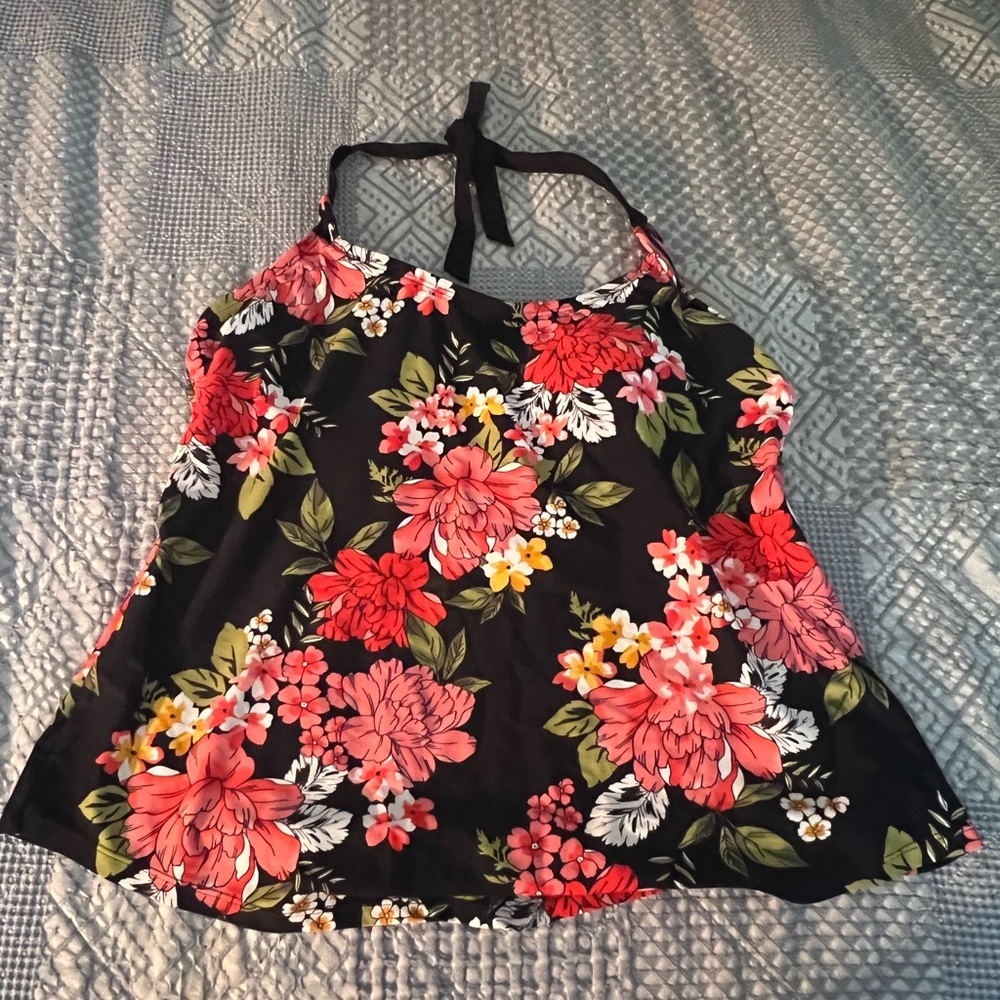 Floral Black and Red Women's Top